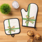 Elegant Gift Bow – Modern Christmas Design Ofenhandschuh & Topflappen-Set (Oben Unten)