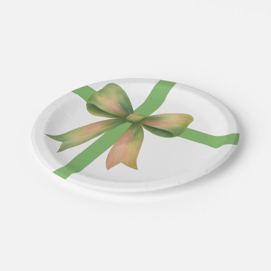 Elegant Gift Bow – Modern Christmas Design Pappteller (Schrägansicht)