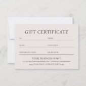 Elegant Gift Certificate Business Logo Off-white (Rückseite)