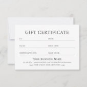 Elegant Gift Certificate Business Logo Photo Card (Rückseite)