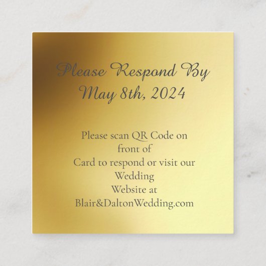 Elegant Gilded Gold Monstera Wedding QR Code UAWG Begleitkarte (Rückseite)
