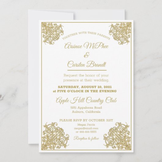 Elegant Gilded Wedding Einladung (Vorderseite)