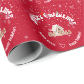Elegant Ginger House Merry Christmas Graffiti Red Geschenkpapier (Rolleneckpunkt)