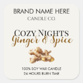 Elegant Ginger & Spice Christmas Candle Labels Quadratischer Aufkleber (Vorderseite)