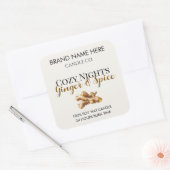 Elegant Ginger & Spice Christmas Candle Labels Quadratischer Aufkleber (Umschlag)