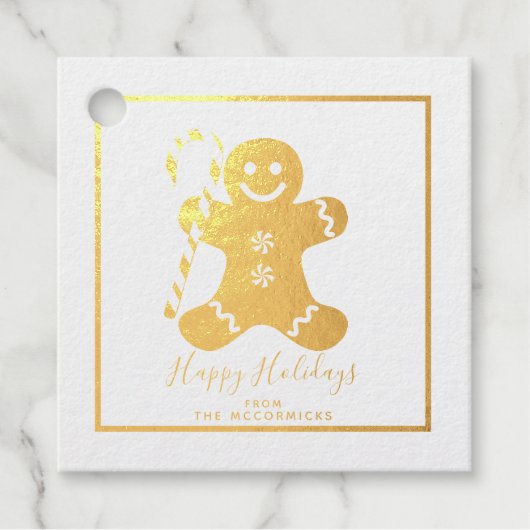 Elegant Gingerbread Man Happy Holidays Gold Geschenkanhänger (Vorderseite)