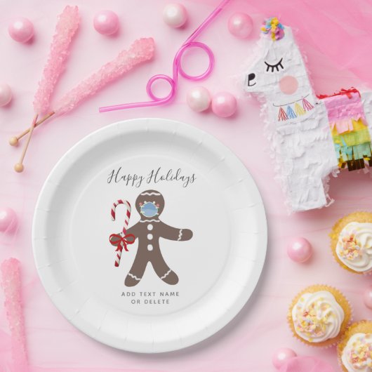 Elegant Gingerbread Man Wear Face Mask Pappteller (Party)