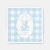 Elegant Gingham French Teddy Bear Baby Shower Serviette (Vorderseite)
