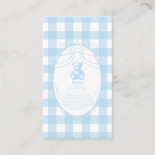 Elegant Gingham French Teddy Bear Books for Baby Begleitkarte (Vorderseite)