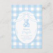 Elegant Gingham French Teddy Bear Diapper Raffle Begleitkarte (Vorderseite)