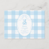 Elegant Gingham French Teddy Bear Diapper Raffle Begleitkarte (Vorderseite)