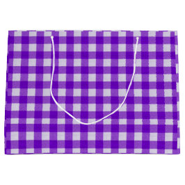 Elegant Gingham Tartan Karierte Lila Geschenktasch Große Geschenktüte