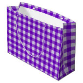 Elegant Gingham Tartan Karierte Lila Geschenktasch Große Geschenktüte (Rückseite Schrägansicht)