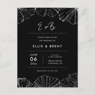 Elegant Ginkgo Biloba Einladung zur Hochzeit Postkarte