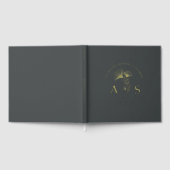 Elegant Ginkgo Blätter Charcoal Gray Wedding Foil Gästebuch (Voll)