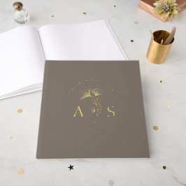 Elegant Ginkgo Blätter Sandstone Wedding Foil Gästebuch