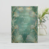 Elegant Ginkgo Leaf Art Nouveau Wedding Einladung (Stehend Vorderseite)