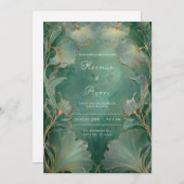 Elegant Ginkgo Leaf Art Nouveau Wedding Einladung (Vorne/Hinten)