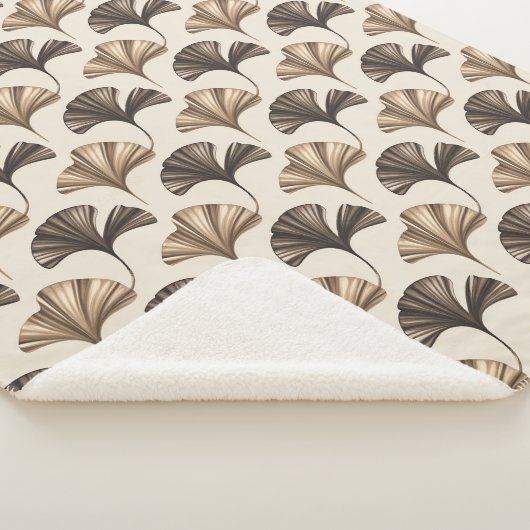 Elegant Ginkgo Leaf Pattern in Neutral Tones Sherpadecke (3/4)