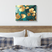 Elegant Ginkgo verlasse Gold und aquamarin Leinwanddruck (Insitu (Schlafzimmer))