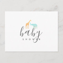 Elegant Giraffe Elephant Baby Shower Einladung