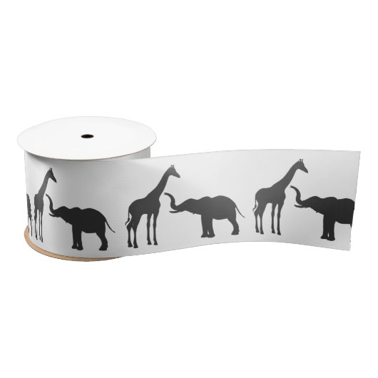 Elegant Giraffe Elephant Baby Shower Satinband (Spule)