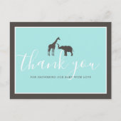 Elegant Giraffe Elephant Baby Shower Vielen Dank Postkarte (Vorderseite)