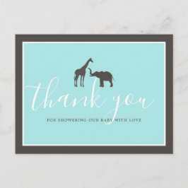Elegant Giraffe Elephant Baby Shower Vielen Dank Postkarte