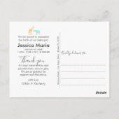 Elegant Giraffe Elephant Geburtserklärung Postkarte (Rückseite)