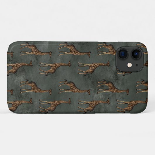 Elegant Giraffe in Bronze Green Chic Case-Mate iPhone Hülle (Rückseite (Horizontal))