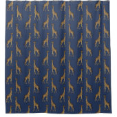 Elegant Giraffe Navy Blue und Gold Chic Stilvoll Duschvorhang (Vorderseite)