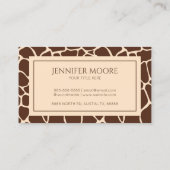 Elegant Giraffe Print Brown Custom Visitenkarte (Rückseite)