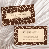 Elegant Giraffe Print Brown Custom Visitenkarte