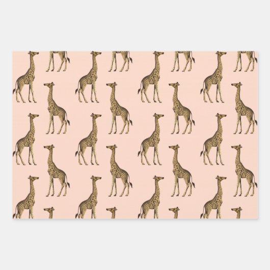 Elegant Giraffe Safari in Blush Geschenkpapier Set (Vorderseite 3)