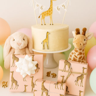 Elegant Giraffe Safari in Blush Geschenkpapier Set