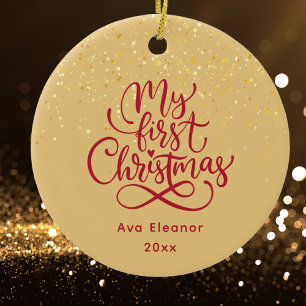 Elegant Girl Baby's First Christmas Individuelle N Keramik Ornament