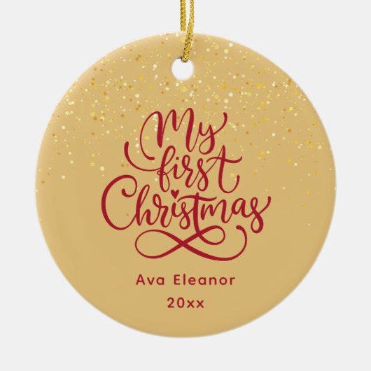 Elegant Girl Baby's First Christmas Individuelle N Keramik Ornament (Vorne)