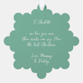 Elegant Girl Ballerina pfirsichgrün niedlich Weihn Ornament Karte (Rückseite)