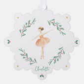 Elegant Girl Ballerina pfirsichgrün niedlich Weihn Ornament Karte (Vorderseite)