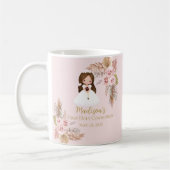 Elegant Girl First Holy Communion Boho Floral Pink Kaffeetasse (Links)