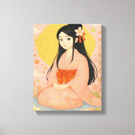 Elegant Girl in Kimono – Japanese Style Wall Art Leinwanddruck