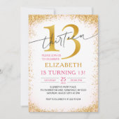 Elegant Girly 13. Geburtstag Einladung (Vorderseite)