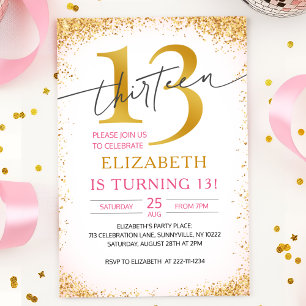 Elegant Girly 13. Geburtstag Einladung