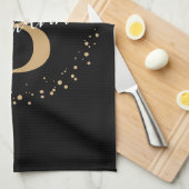 Elegant Girly Black Monogram Name Script Geschirrtuch (Viertel Falte)