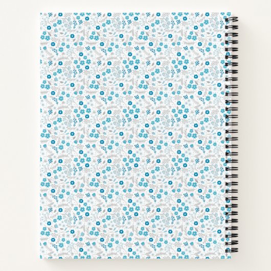 Elegant Girly Blue Artist Monogram Sketchbook Notizblock (Rückseite)