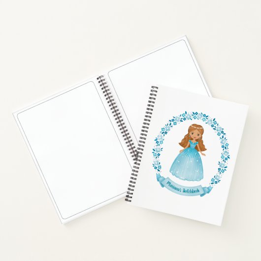 Elegant Girly Blue Artist Monogram Sketchbook Notizblock (Innenseite)