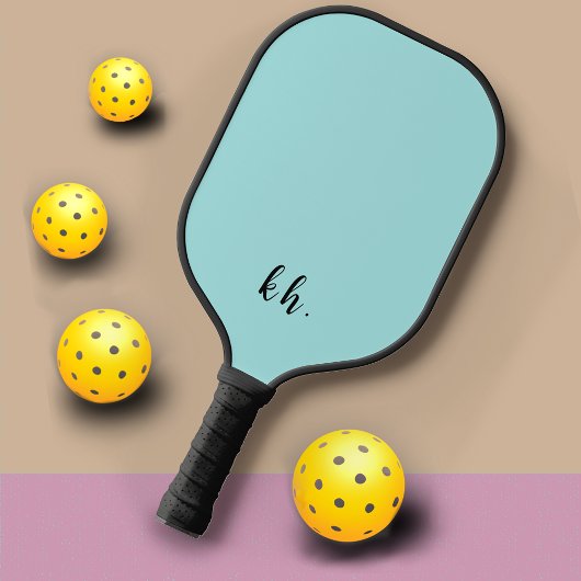 Elegant Girly Blue Monogram Initials Pickleball Schläger