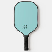 Elegant Girly Blue Monogram Initials Pickleball Schläger (Vorderseite)