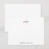 Elegant Girly Blush Pink Script Monogram Mitteilungskarte (Vorne/Hinten)