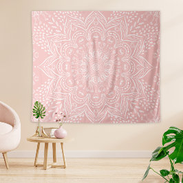 Elegant Girly Boho Light Pink Mandala Wandteppich